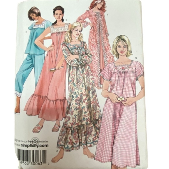 SIMPLICITY Sew Pattern 4048 Misses Nightgown, Pajamas, & Robe M-XL UNCUT - Picture 2 of 6
